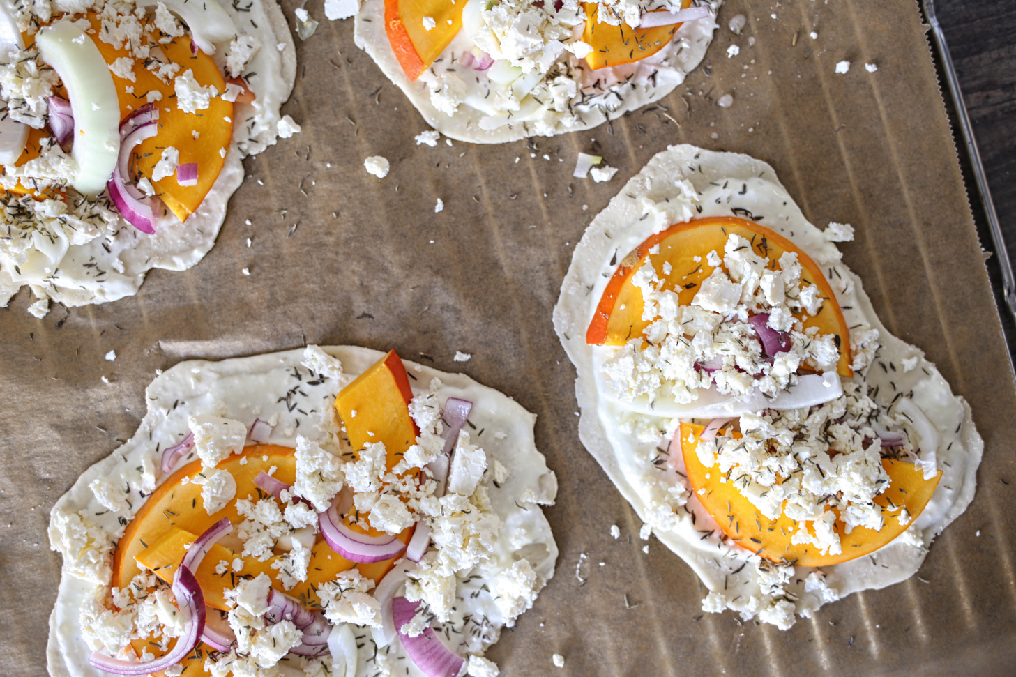 Flammkuchen mit Kürbis und Feta - Pottgewächs